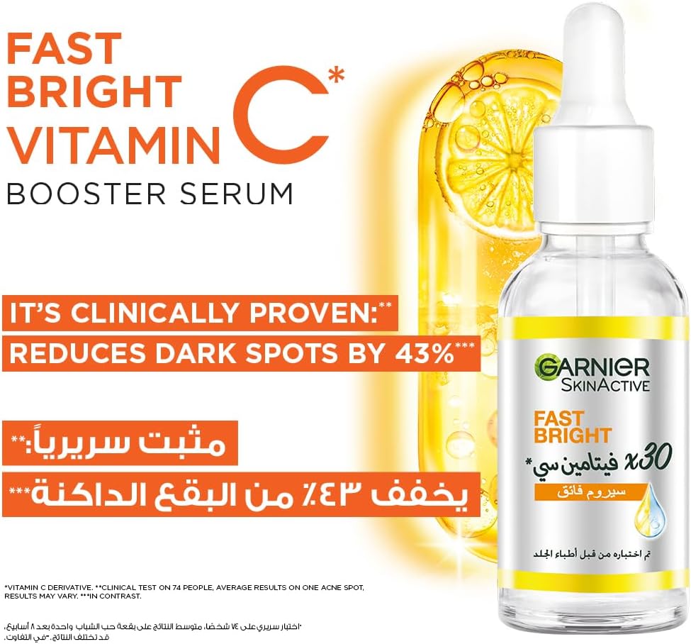 Garnier Fast Bright SkinActive Vitamin C + Niacinamide Anti-Dark Spot 30x Booster Serum 30ML