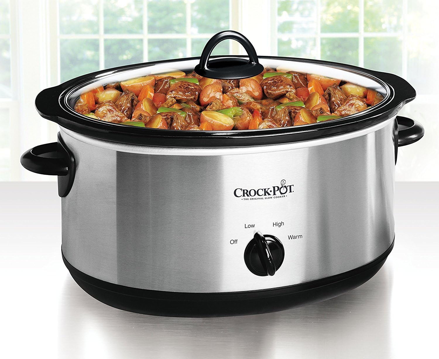 Crock-Pot 7-Quart Oval Manual Slow Cooker, Stainless Steel (SCV700-S-BR), Multi-Function Cooker, Ideal for Large Families or Entertaining