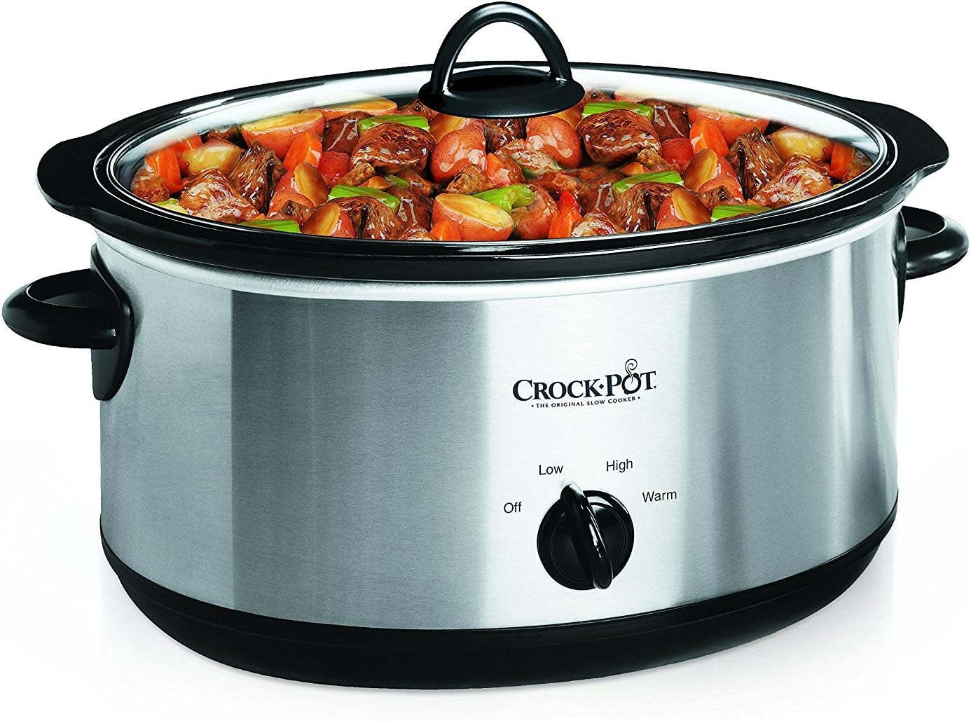 Crock-Pot 7-Quart Oval Manual Slow Cooker, Stainless Steel (SCV700-S-BR), Multi-Function Cooker, Ideal for Large Families or Entertaining