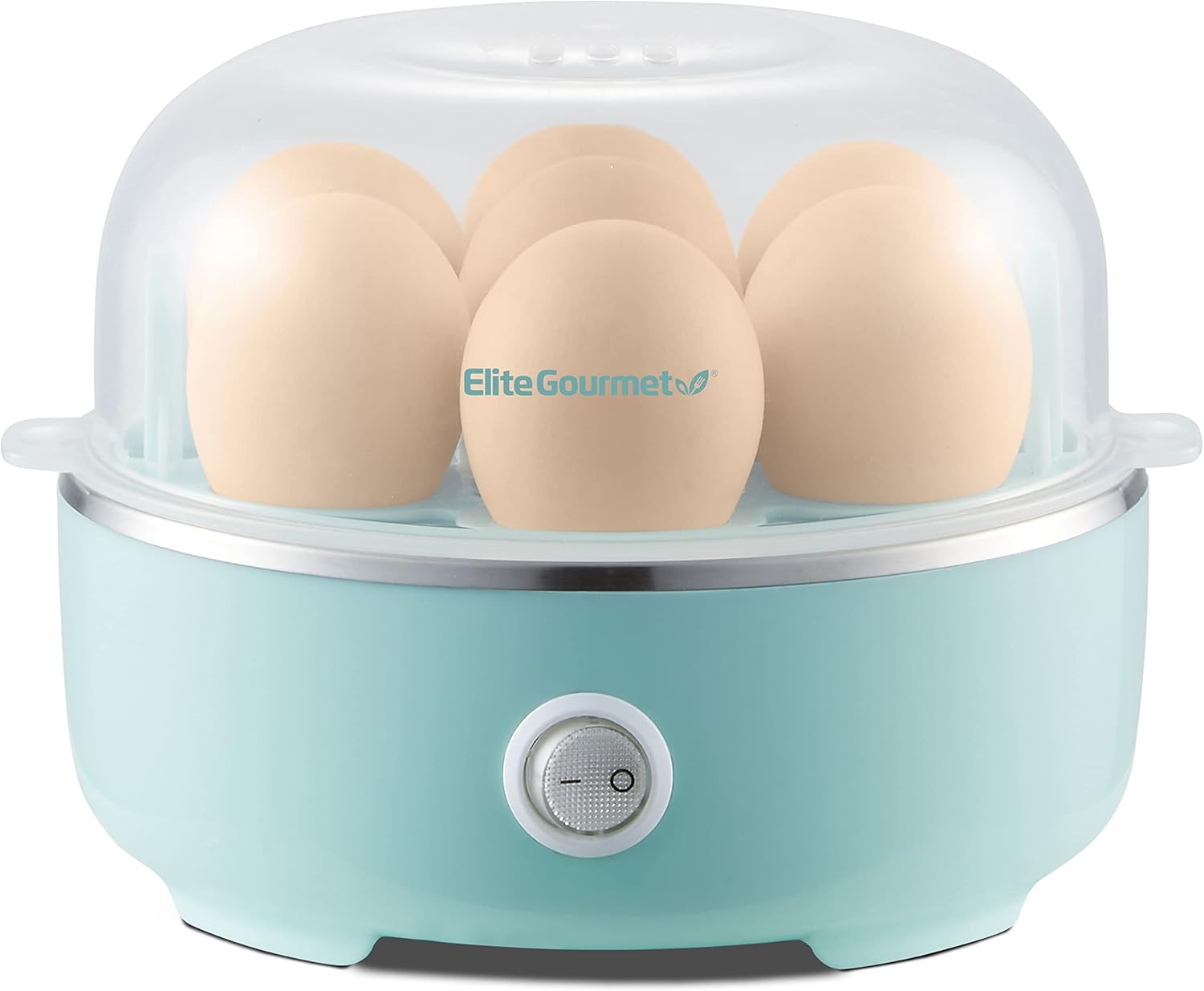 Elite Gourmet EGC115M Easy Electric Egg Cooker, 7-Egg Capacity, Soft, Medium, Hard Boiled Egg Maker, Auto Shut-Off, Includes Measuring Cup, BPA-Free, Retro Mint Green