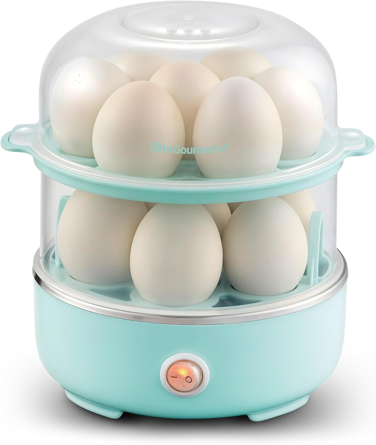 Elite Gourmet EGC115M Easy Electric Egg Cooker, 7-Egg Capacity, Soft, Medium, Hard Boiled Egg Maker, Auto Shut-Off, Includes Measuring Cup, BPA-Free, Retro Mint Green