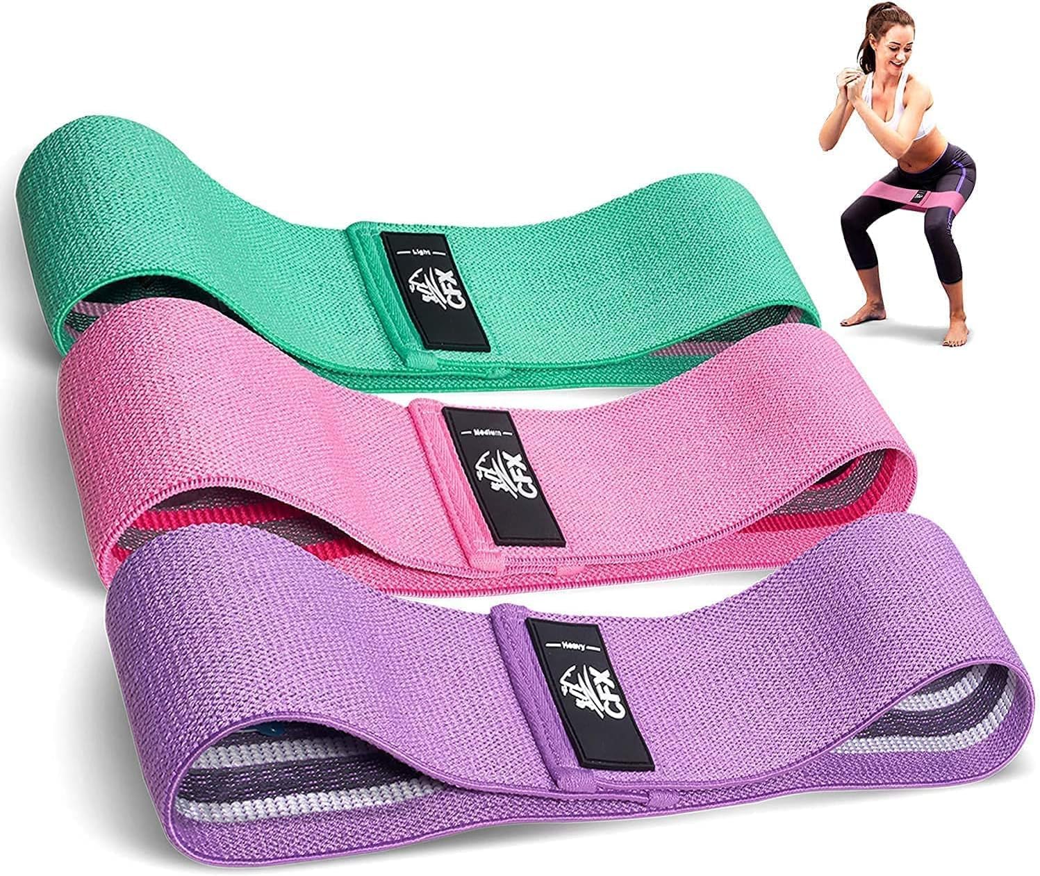 SKY-TOUCH Resistance Bands Fabric,Exercise Bands Non Slip Hip Elastic Bands For Hip, Legs, Butt, Glutes And Thighs Workout, Thick Wide Fitness Loop Circle Resistance Bands, Set Of 3 Pack, Multicolor